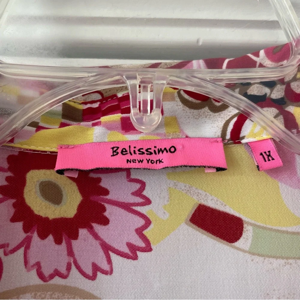 Belissimo Pink Floral Blouse Size 1X - Picture 7 of 10